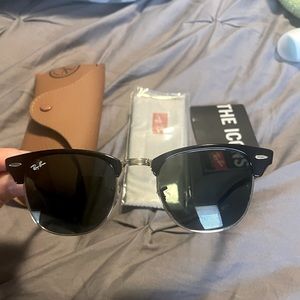 Ray-Ban Clubmaster Classic Green Solid Color Lenses / Black Frame